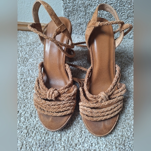 Joies Banji Braided Suede Leather Ankle Wrap Boho Sandals Womens Size 36 - Picture 8 of 12